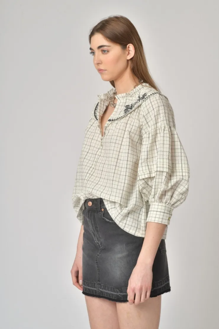 Orfeo Paris Blouse Abigail Carreaux Noir> Chemises & Blouses