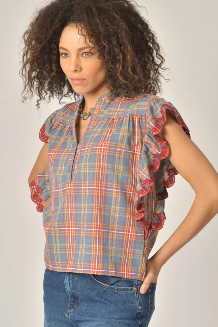 Orfeo Paris Blouse Alexa Carreaux> Chemises & Blouses