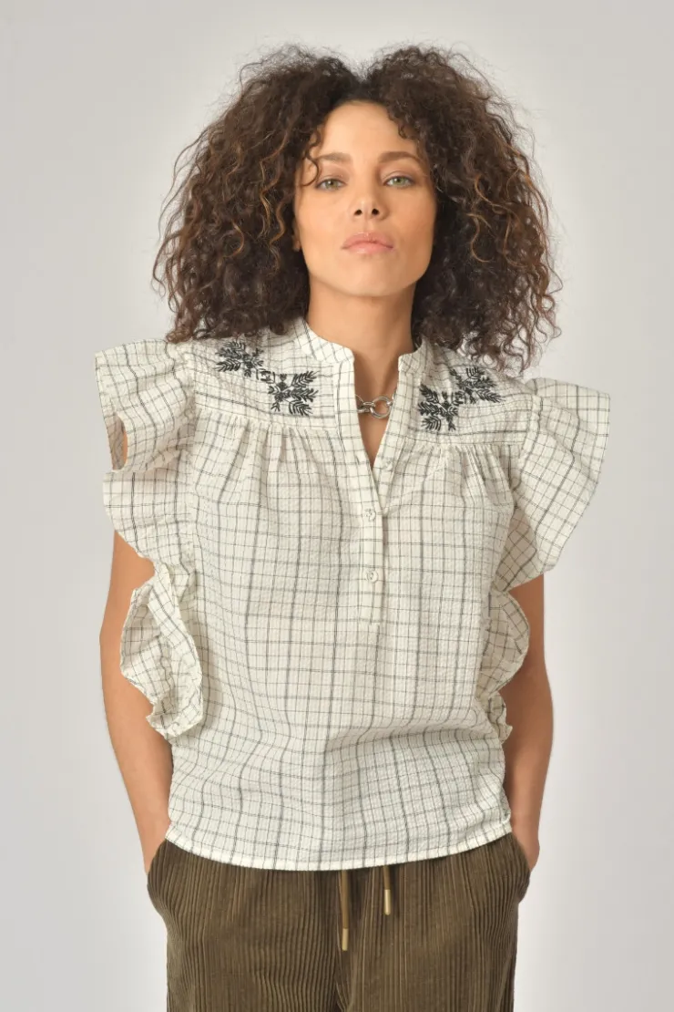 Orfeo Paris Blouse Alexa Carreaux Noir> Chemises & Blouses