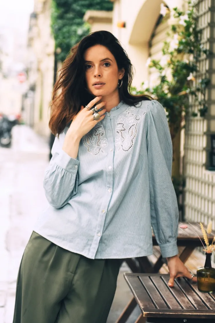 Orfeo Paris Chemise Edith Rayures Bleues> Chemises & Blouses